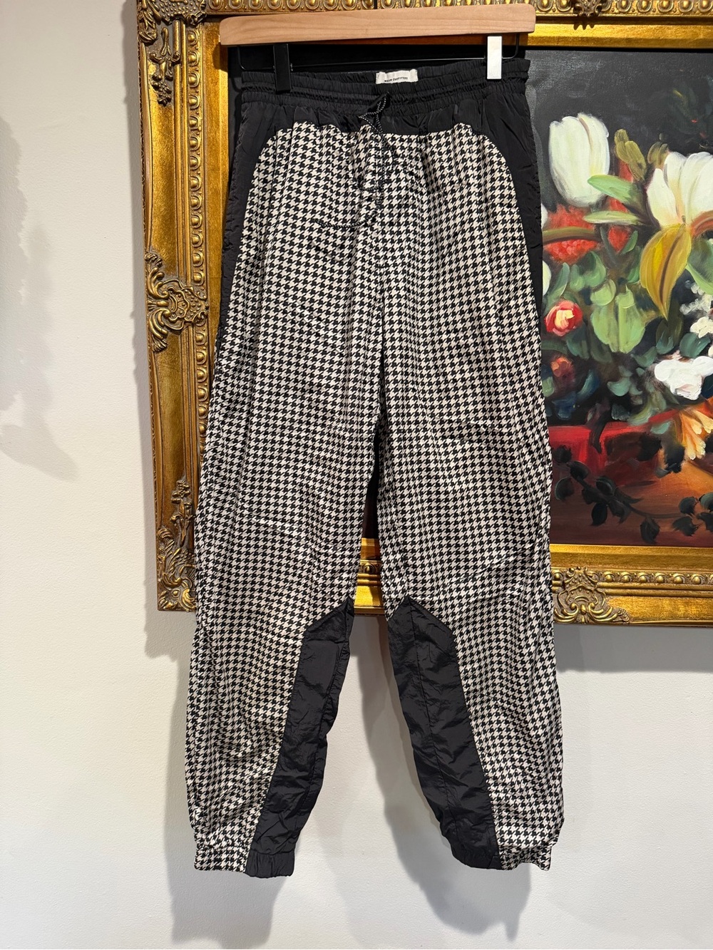 Urban Outfitters Black & White Houndstooth Track Joggers
